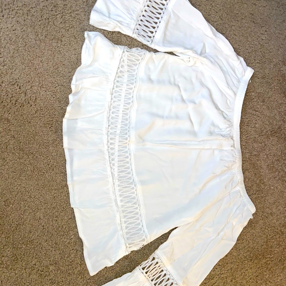 White off the shoulder dress shirt size medium